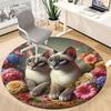 1pc Cats Flowers Office Round Rug, Carpet for Office, Gaming, Lightweight Round Floor Mat yy260205063