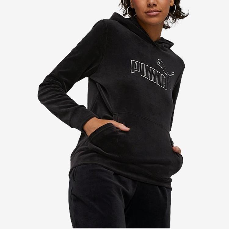 Puma Casual Simple Loose Hoodie Women Tops Black 672304-01