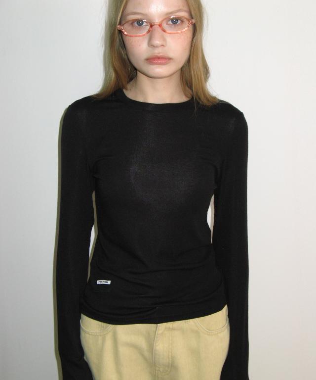 RONRON Soft Mini Label Long Sleeve Black