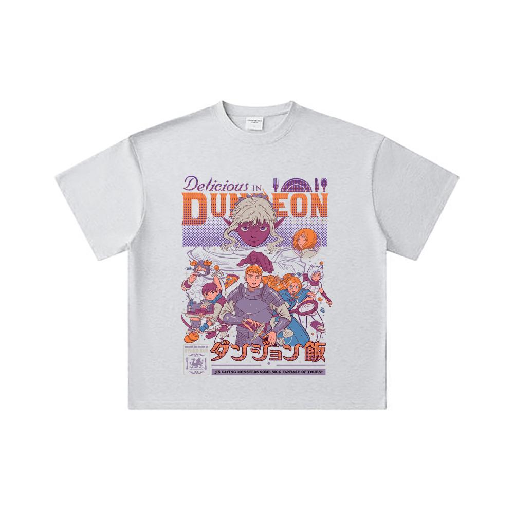 260 GSM Doppelgarn 32er Zählart 100% Baumwolle Delicious in Dungeon V2 Aufdruck Unisex Schweres Baumwoll-T-Shirt