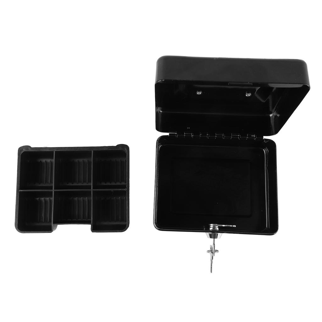 Metal Cash Box with Lock Safety Portable Small Metal Storage Box with 2 Keys for Money Document Home Car