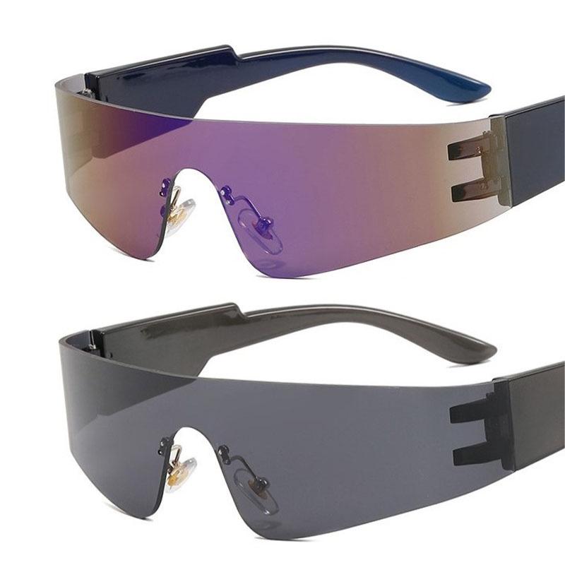

1/2PCS Y2K Sunglasses Women Men Fashion Punk Frameless UV400 One-Piece Lenses Sports Goggle Brand Designer Sun Glasses