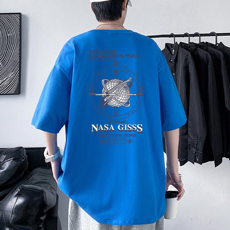 Planet Mens Oversized Drop Shoulder T-Shirt 100% Cotton Streetwear Tee