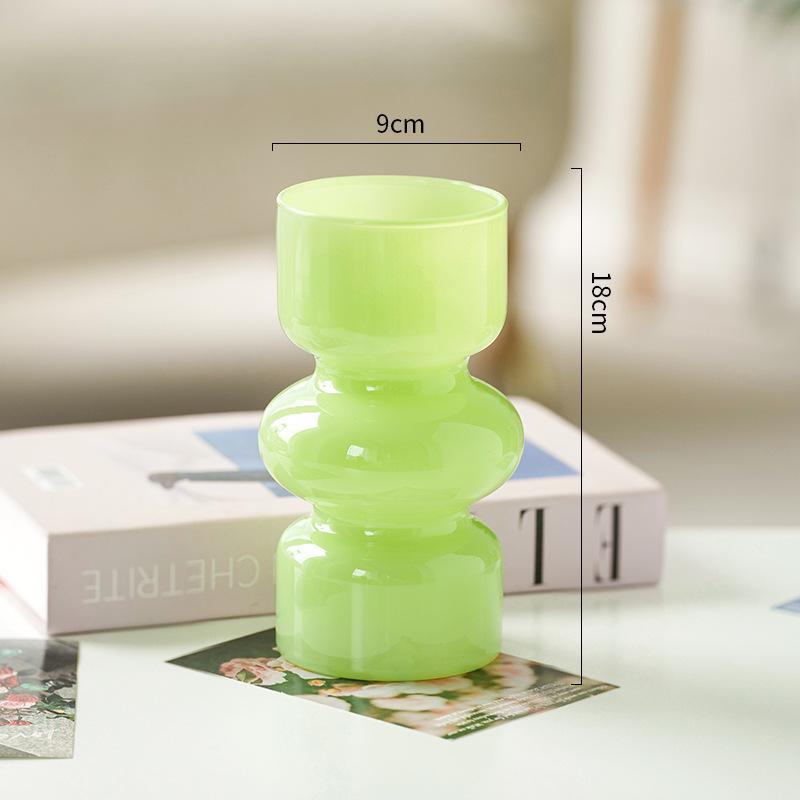 French Antique Glass Gourd Vase - Elegant Decor for Living Room Flower Arrangements