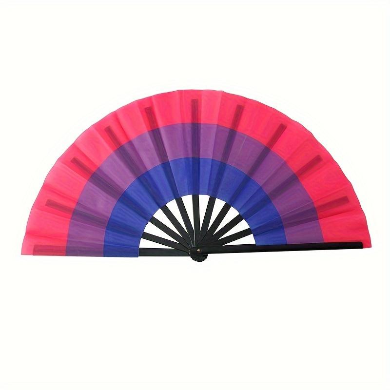 Vibrant Rainbow Folding Fan - Durable, Colorful Handheld Accessory for Pride Parties, Music Festivals & Raves