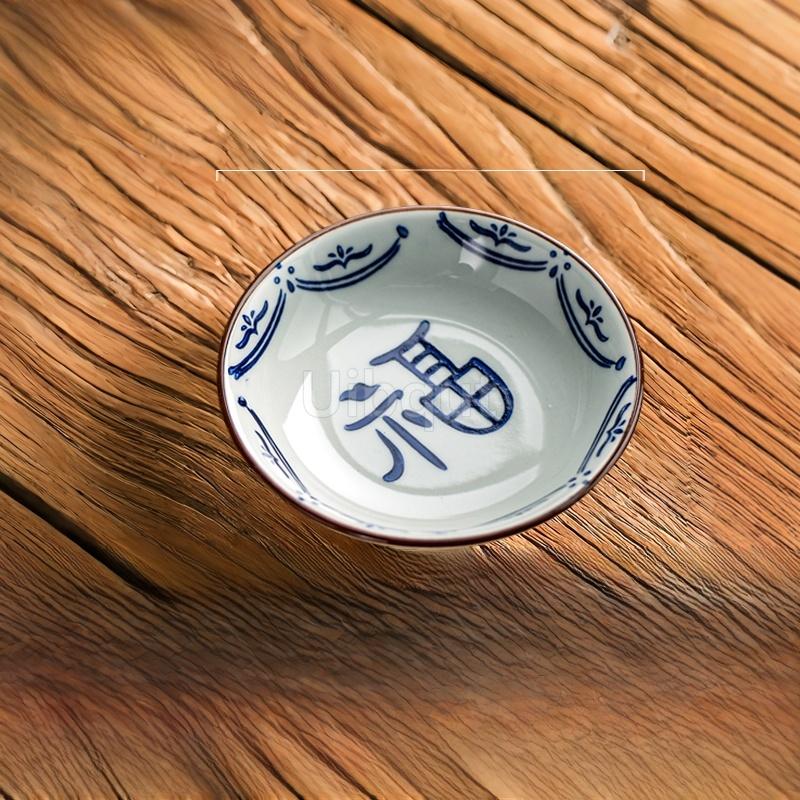 Ceramic Seasoning Small Dish Japanese Willow Porcelain Pepper Taste Dish Round Small Plate Dipping Saucer Dish Kitchen Tableware