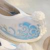 Elegant Embroidered Flower Shoes Hanfu Style Women's High-Rise Shoes Cotton Lined Slip-On Traditional Chinese Costume Footwear