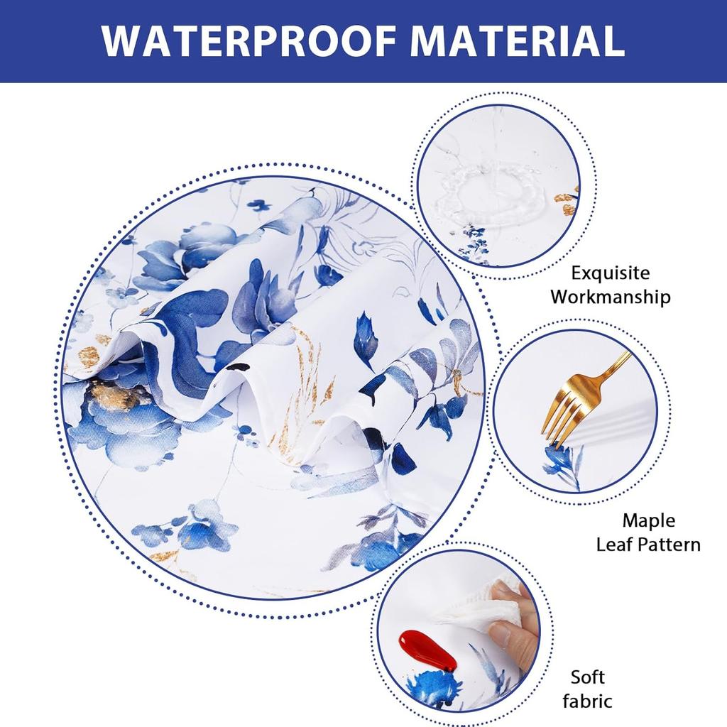 Floral Tablecloth Oval, Watercolor Wildflower Table Cloth, Spring Summer Waterproof Polyester Fabric Wrinkle Free Tablecloths for Outdoor, Picnic,