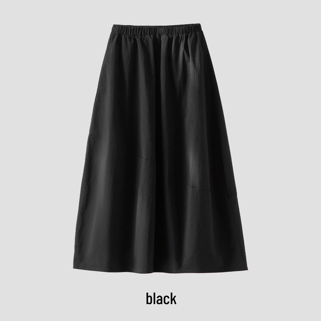 Rong Tai Women's Spring 2026 A-Line Cotton Skirt - Breathable Elastic Waist with Large Hem