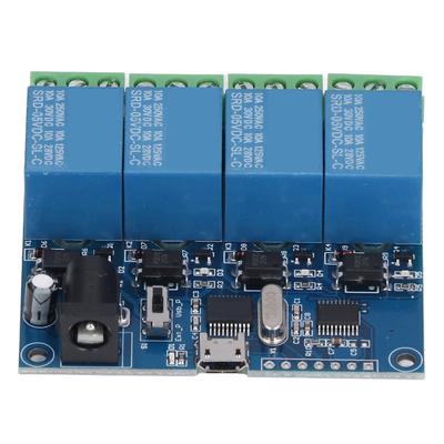 Relaismodul 4 Kanäle LED-Anzeige Überspannungsschutz 8-Bit Mikrocontroller-Chip USB Lange Lebensdauer Relais Schalter
