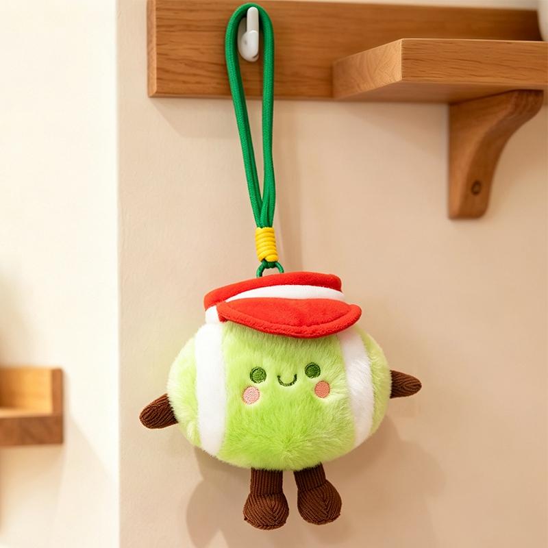 Cool Rugby Soccer Plush Charms Cute Baseball Tennis Plush Doll Cartoon Football Basketball Stuffed Toy Fashion Keychain Pendant