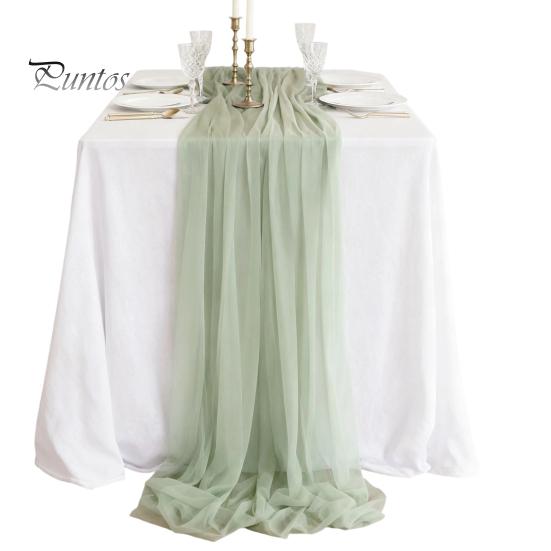 Heat Resistant Table Runner Sheer Flowing Runner, Chiffon Wedding Elegant Solid Color Durable for Dining Home Bridal Shower Party Decor Decorative