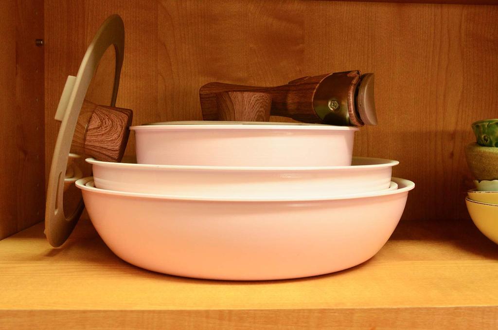 Bestco Cerati Ceramic Frying Pan with Detachable Sakura One-Handle Handle, Pink, ND-8359