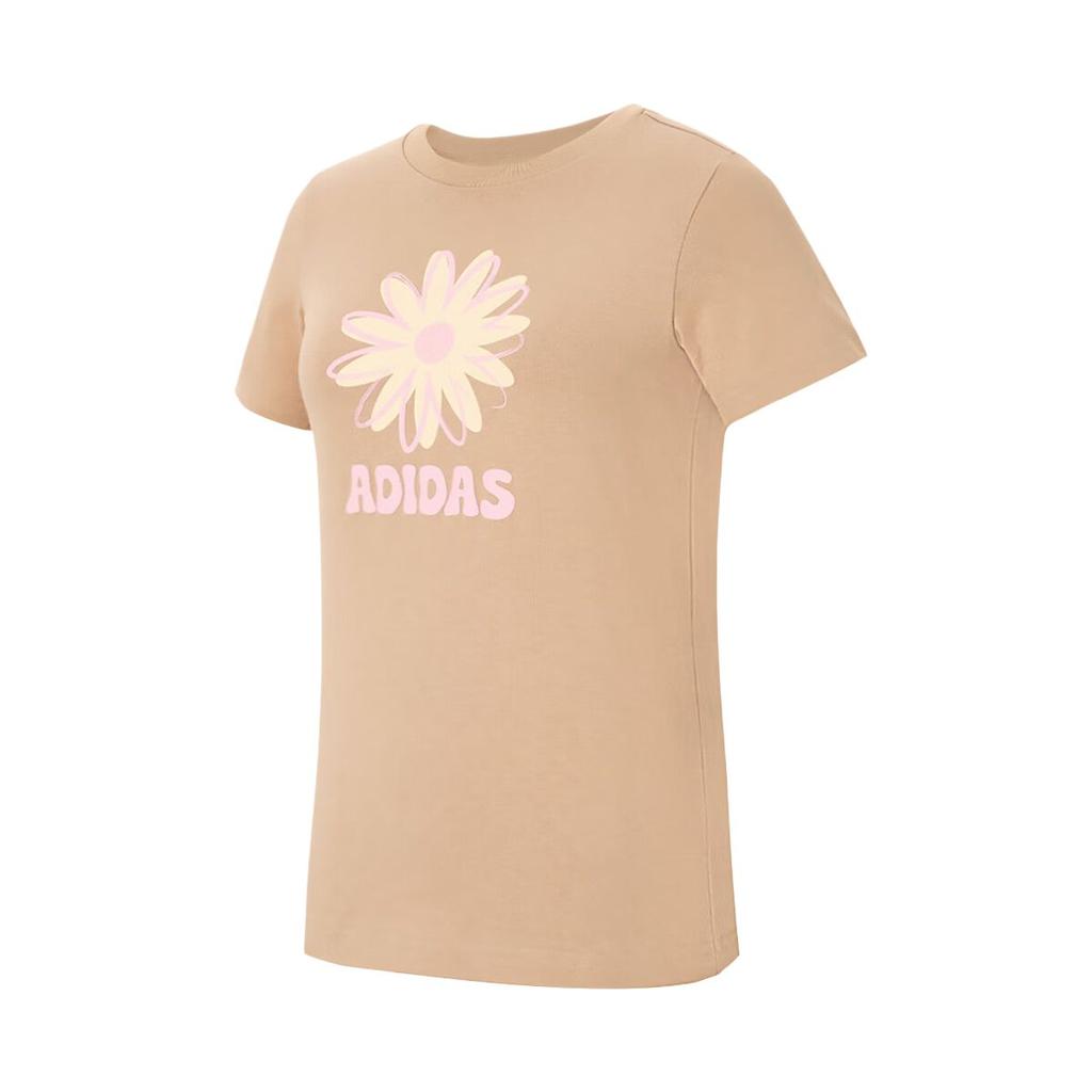 Adidas Breathable Comfortable Outdoor Casual Sports Short Sleeve T-Shirt Women Tops Warm-Sand KE6196