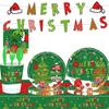Disposable Christmas Themed Party Tableware Decoration,Birthday Theme Party Decoration Banner Pull Flag Cake Flag Balloon- Set