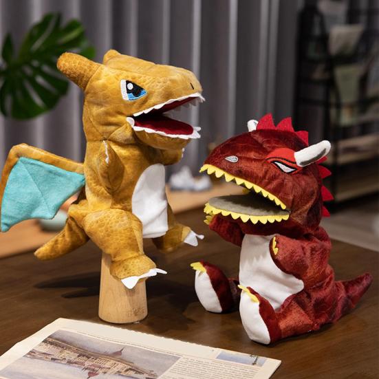 Interactive Dinosaur Hand Puppet Interactive Moving Mouth Plush Toy Educational Storytelling Prop for Kids