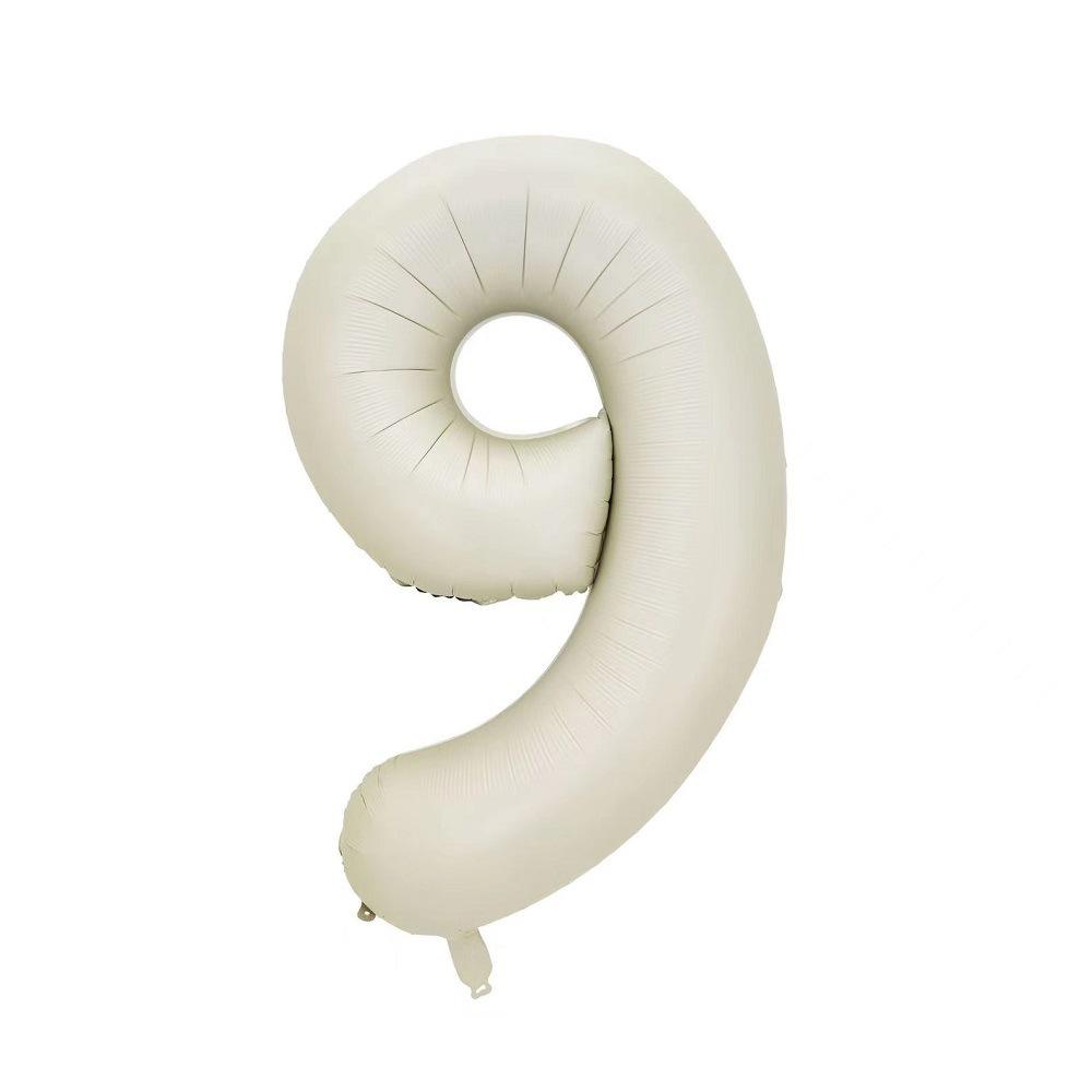 

40 Inch Cream White Digital Aluminum Film Balloon Wind Large Digital Aluminum Foil Balloon Wedding Birthday Party Arrangement 40 inch cream white number 9