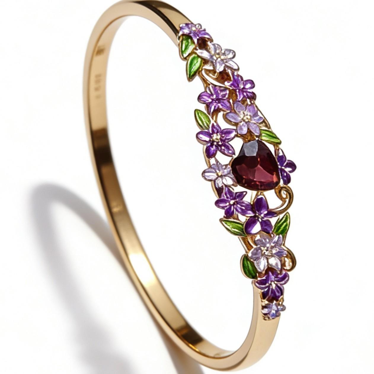 Garden Style Heart Gem Flower Enamel Multi-color Elegant, Minimalist, High-end, Light Luxury Bracelet 17CM
