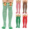 Damen Weihnachten Overknee Lange Socken Niedlich 3D Plüsch Hirsch Elch Gestreifter Druck Oberschenkelhohe Strümpfe Feiertagsparty Strumpfwaren