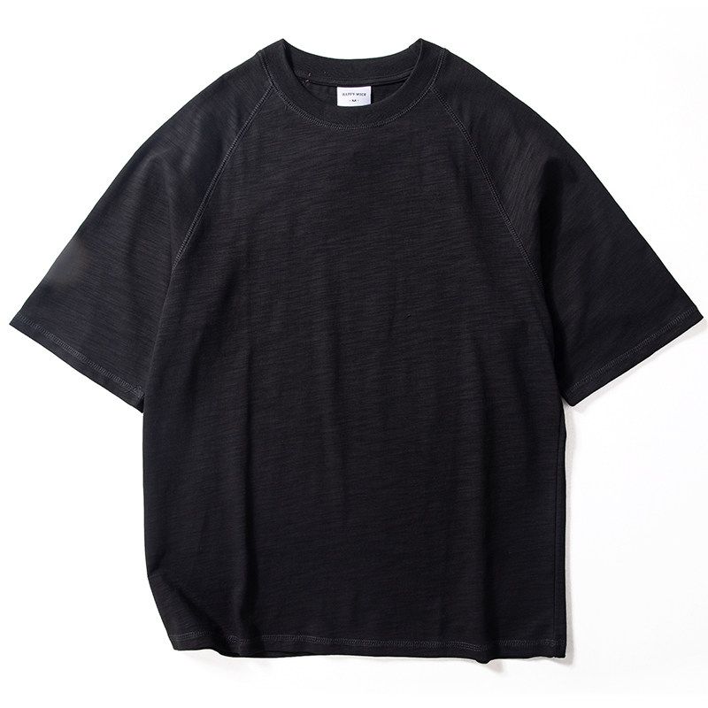 Men's Summer New Style Loose Breathable Bamboo Cotton Top American Retro Trendy Brand Raglan Sleeve Pure Cotton Short-Sleeved T-Shirt