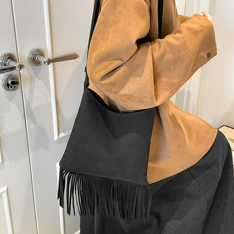 Trendy Simple Top Handle Bag for Women Autumn Winter Vintage Suede Shoulder Bag Comfortable and Versatile Texture Storage Bags