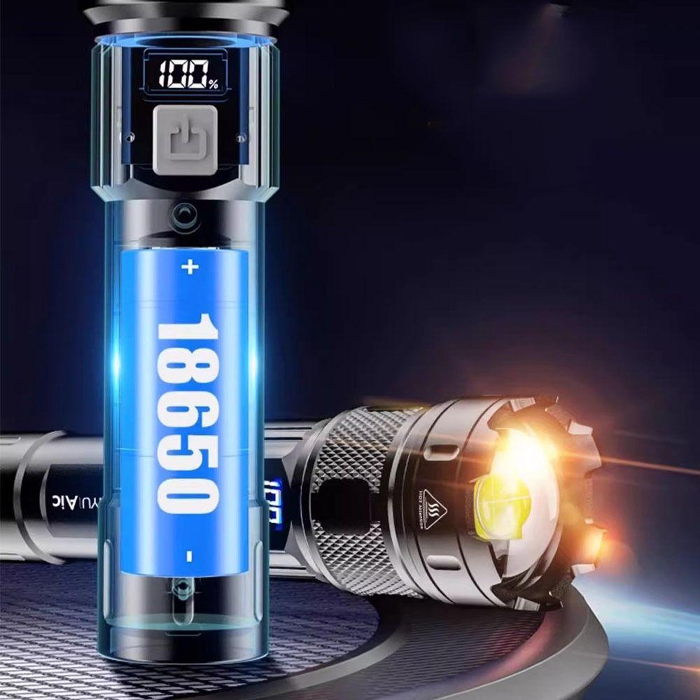 Zoom LED Display  Flashlight Powerful Camping Light Portable Telescopic  Zoom Torch  Fishing
