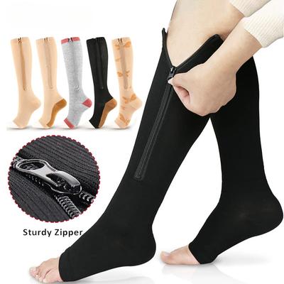 Zipper Compression Socks,15-20 MmHg Knee High Compression Socks for Men Women,Close Toe Support Socks for Varicose Veins,Edema