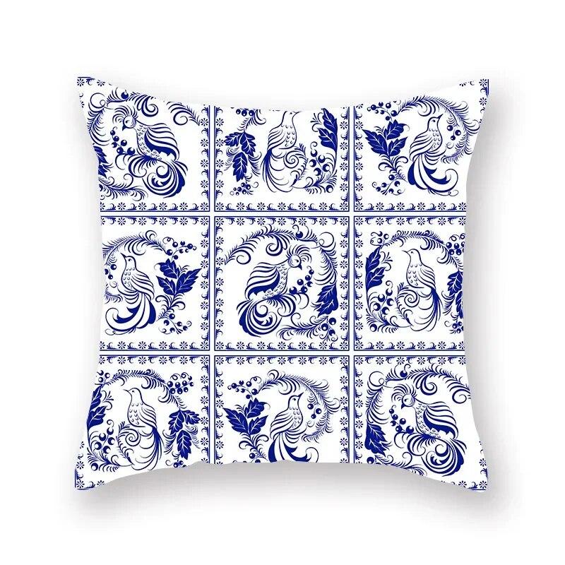 Blue Mandala Flower Geometric Print Pillowcase Living Room Sofa Bedroom Car Office Cushion Cover Home Decoration Ornament