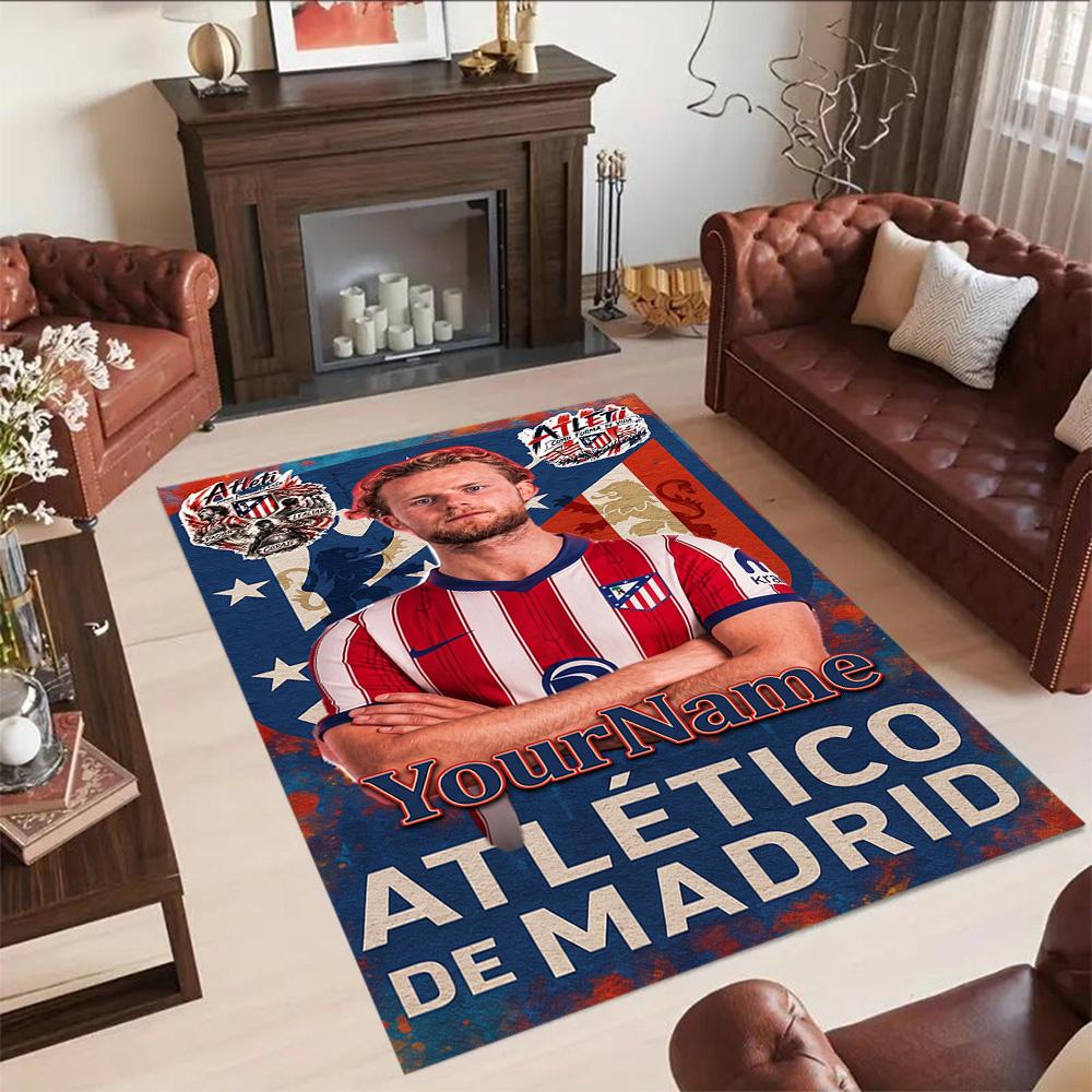 Atletico Madrid Customized Name Carpet Perfect for Foyer Game Room Balcony Dormitory Antislip Carpet Anime Office Decor Gift for Festivals