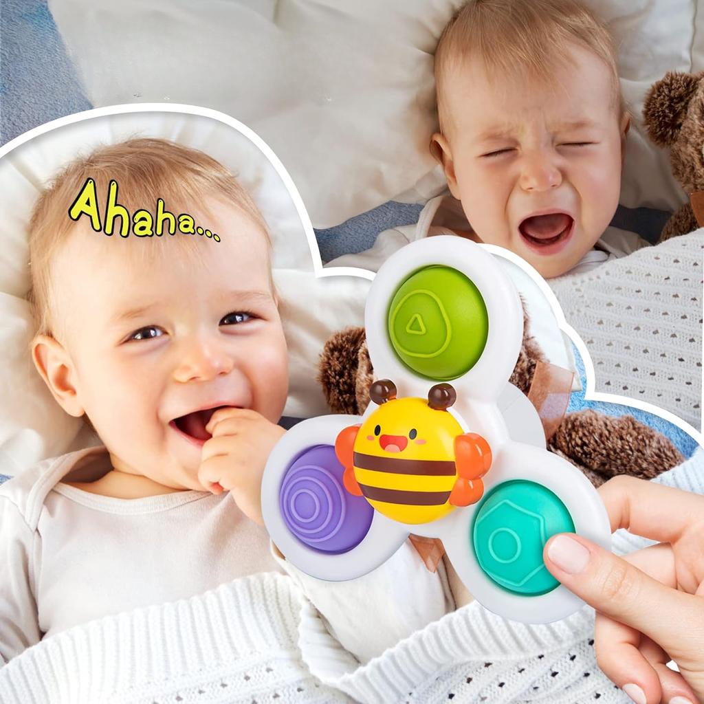 Suction Cup Toy Baby, Pack of 3 Sensory Funny Cartoon Water Toys for Children Toddler Baby From 18 Months