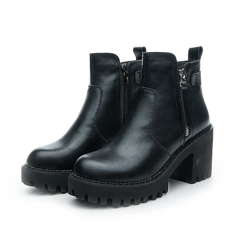 Martin Boots Inner Height Increase Autumn and Winter New British Style Shoes Platform High Heel Casual Shoes Short Boots Tide