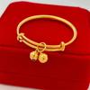 Size Adjustable Babies Stainless Steel Bell Bangles for Kids Girls Gold Color Rain Star Smooth Bracelets Zircon Accessories