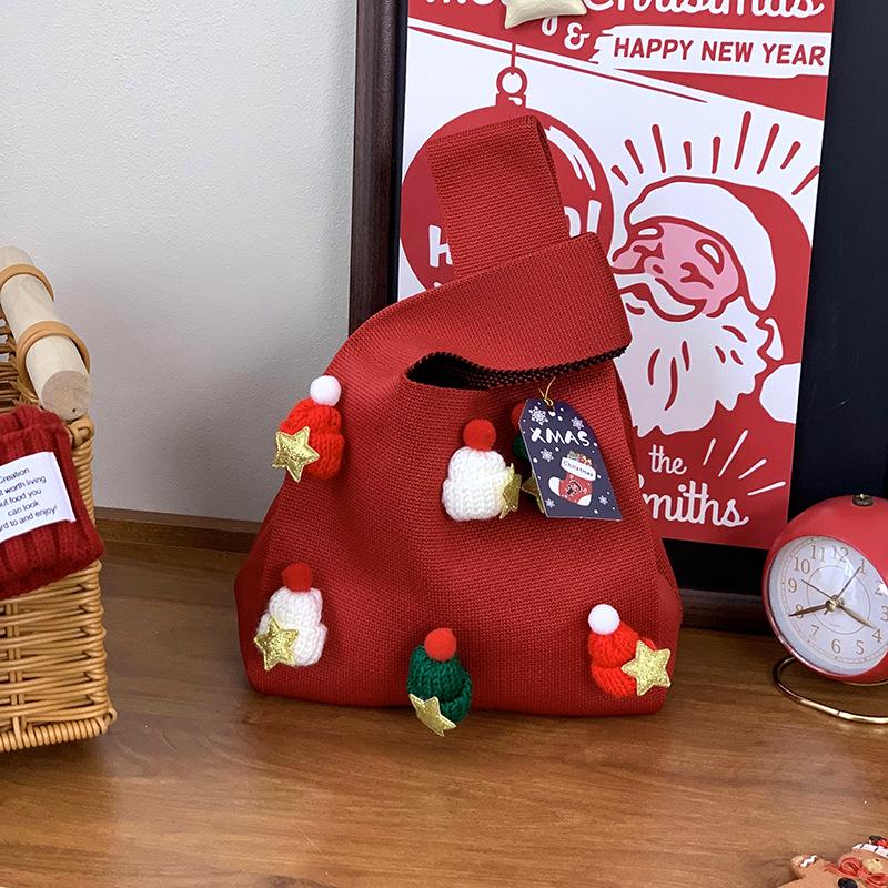 Festive Christmas Knit Tote Bag: Creative Handbag for Gifts & Candy