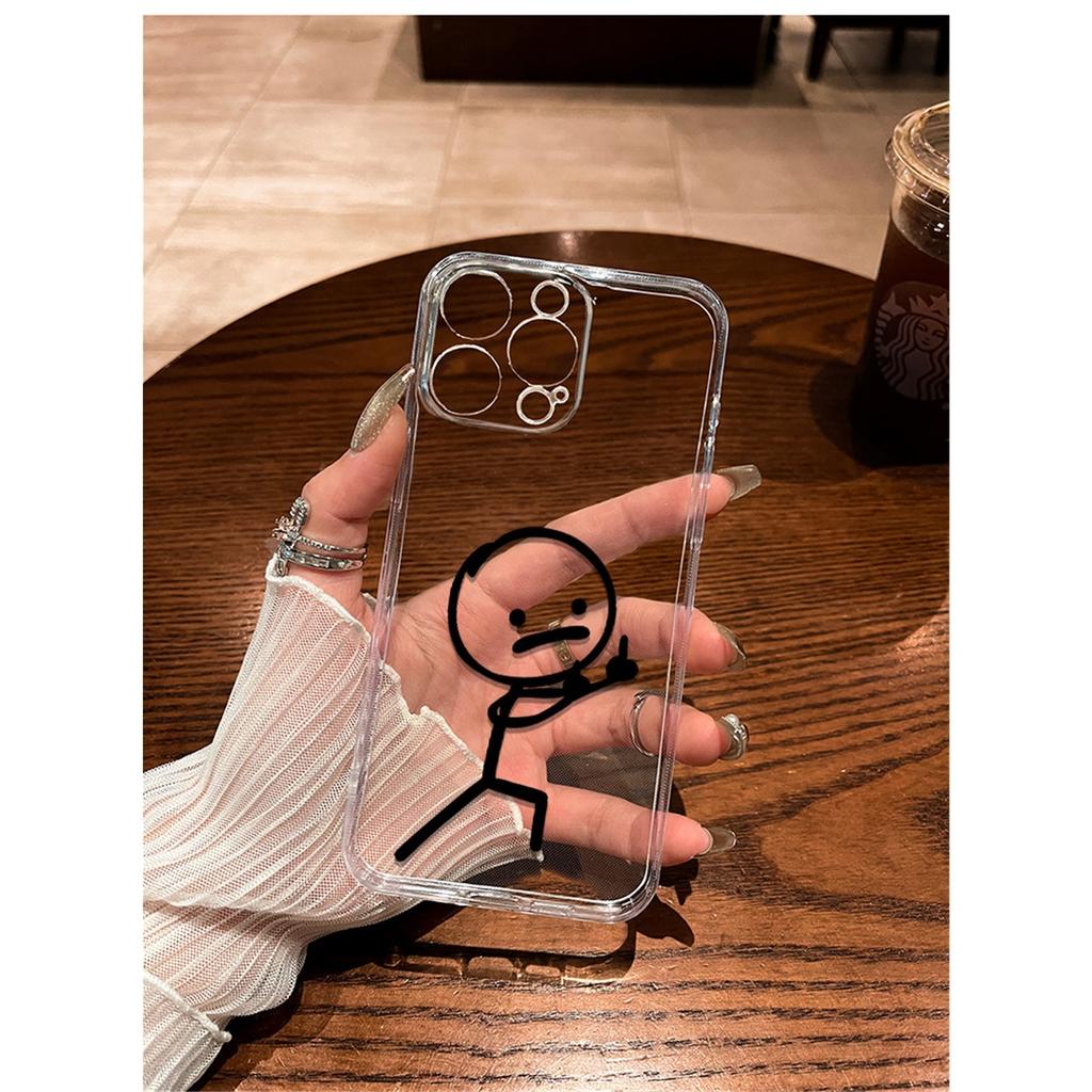 Unny Meme Stick Figure TPU Phone Case For IPhone 15 14 13 12 11 Pro Max X XR XS 8 7 Plus, Clear Shockproof Protective Cover