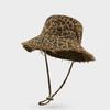 Leopard Print Women's Fisherman Hat Distressed Washed Mountaineering Hat  Outdoor Activities