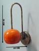 Mid-Century Modern Brass Wall Sconces: Orange Ball Accent, Handmade Pair