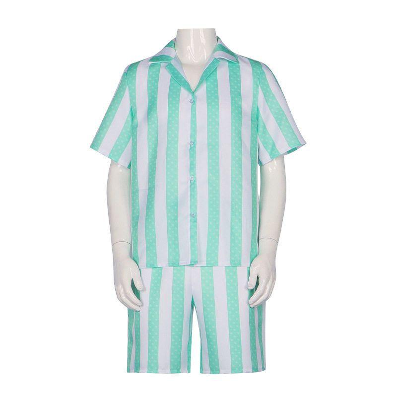 Popular Movie and Tv Barbie Cosplay Costume Kenny Beach Outfit Party Costume Cosplay Halloween Costume White Stripes (Top + Shorts) XL