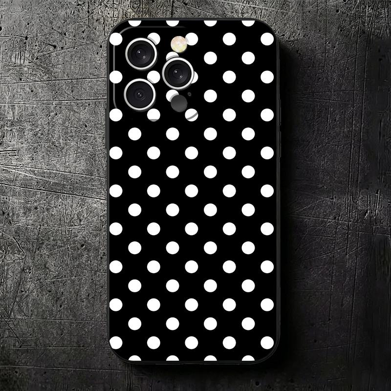 Polka Dots Art Fashion Desgin Soft Phone Case for iPhone 16 16E 17 Air 15 Pro Max 14 Plus 13 Mini 11 12 7 Black Cover Back Shell