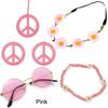 Boho Peace Sign Women's Hippie Costume Set 60's 70s Style Necklace Earrings  for Groovy Party Girls