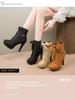 European & American Cross-Strap Stiletto Platform Ankle Boots with Buckle