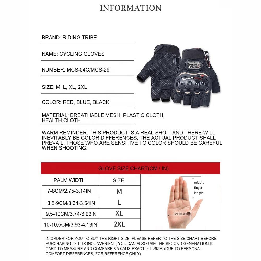 Men's Motorcycle Half Finger Gloves Cycling Equipment Wearable Lady Knight Racing Summer Fingerless Glove Protective Gear Gloves