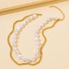 Trendy Gold Alloy Multi-layered Pearl Necklace Unique Geometric Design For Women