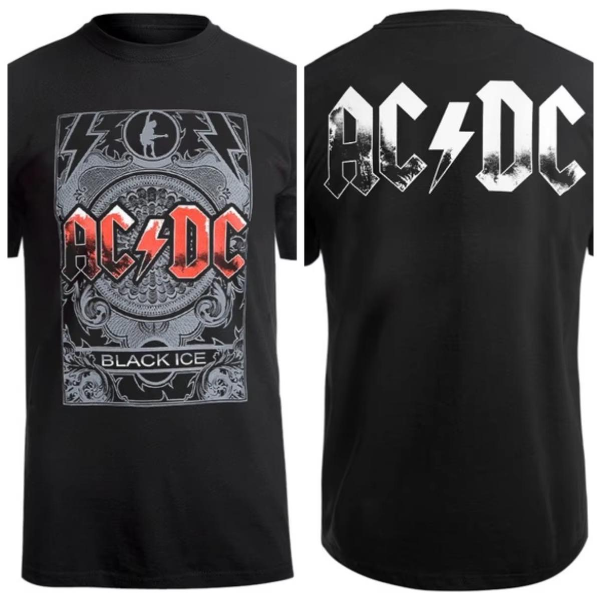 

2026 women men Fashionable short sleeved sports Tshirt with ACDC print fashionable and breathable suitable for daily wear S