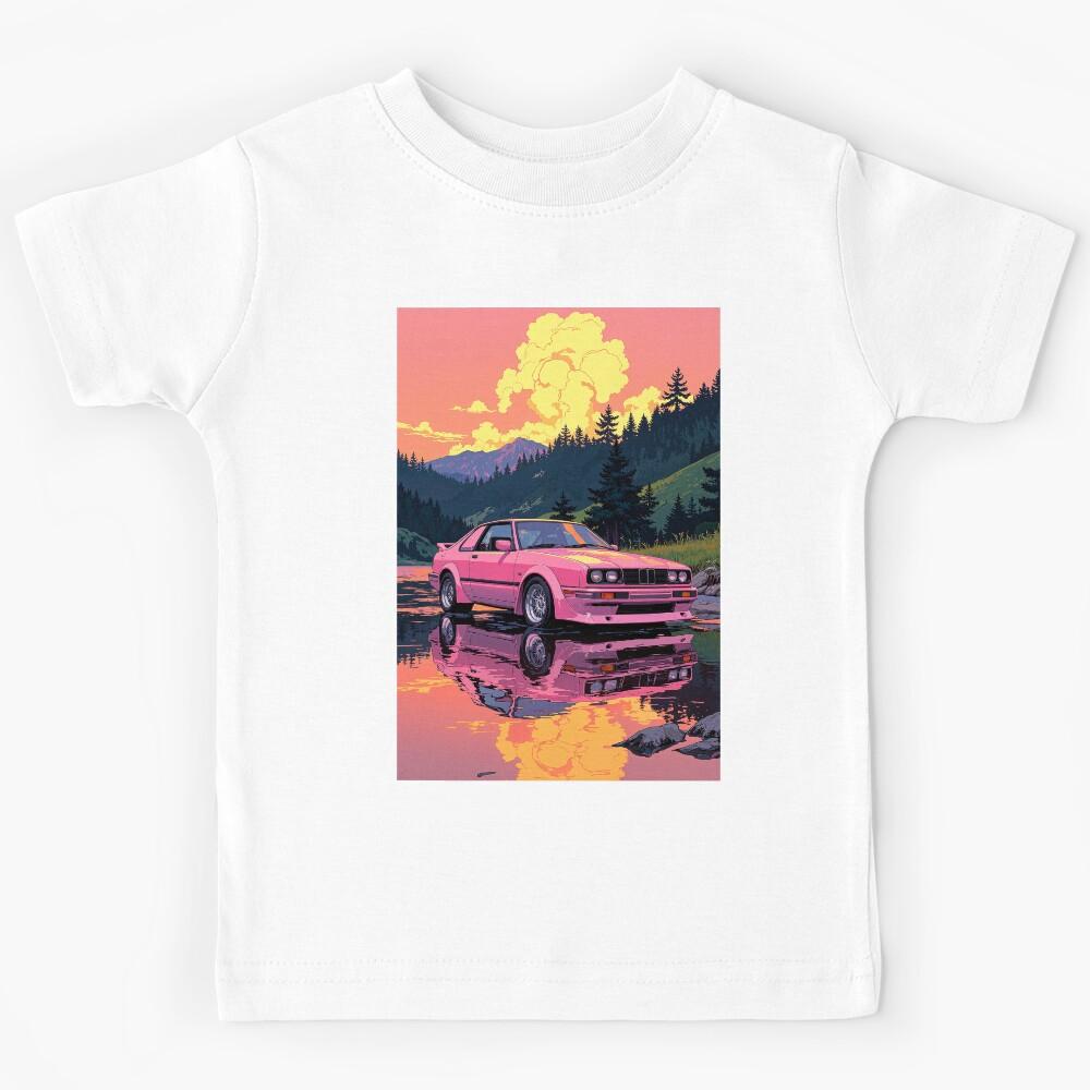 Sunset serenity car reflected on tranquil lake Kids T-Shirt 160