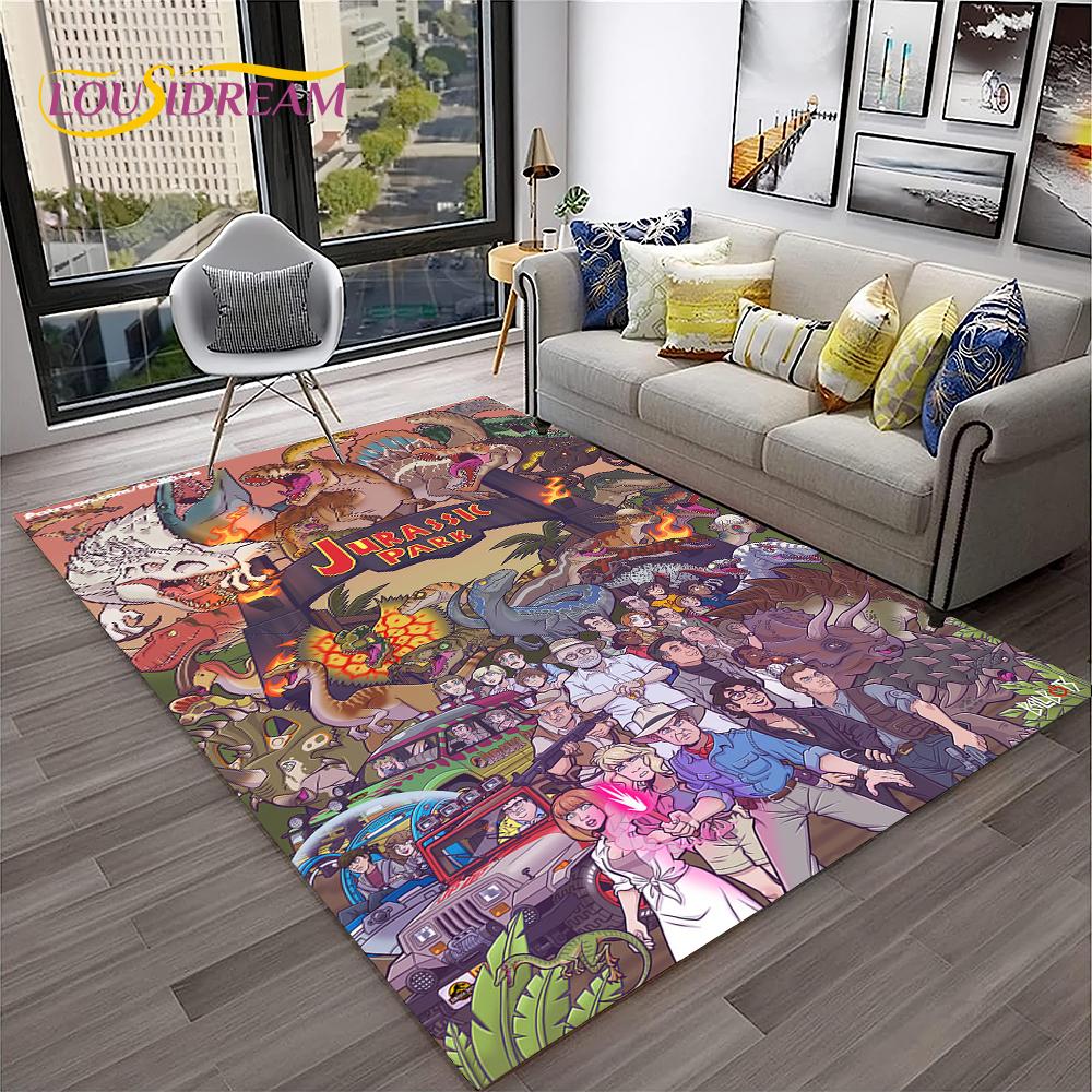 Dinosaur Cartoon Jurassic Park Child Carpet Rug for Home Living Room Bedroom Sofa Doormat Decor,Play Area Rug Non-slip Floor Mat