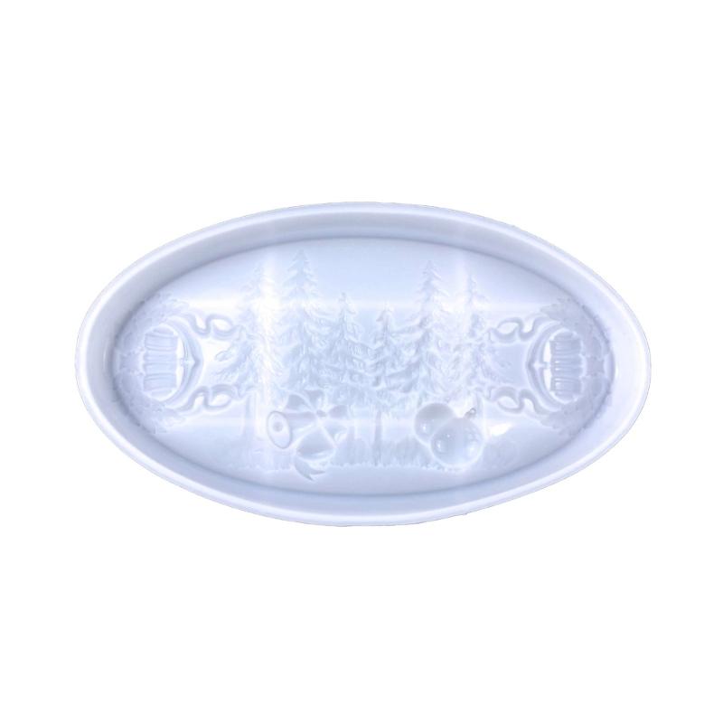 

Resin Tray Mould Christmas Oval Shape Tray Epoxy Resin Casting Mold for Resin Craft Tray Bowknot Bell Serving Board Mold чистий
