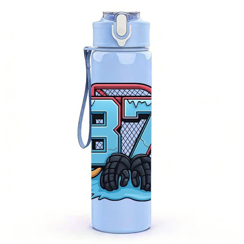 1PC Retro B7 Letter Art 750ml Color Plastic Sports Water Bottle Leakproof Flip Straw Lid Suitable for Sports Office Home Use