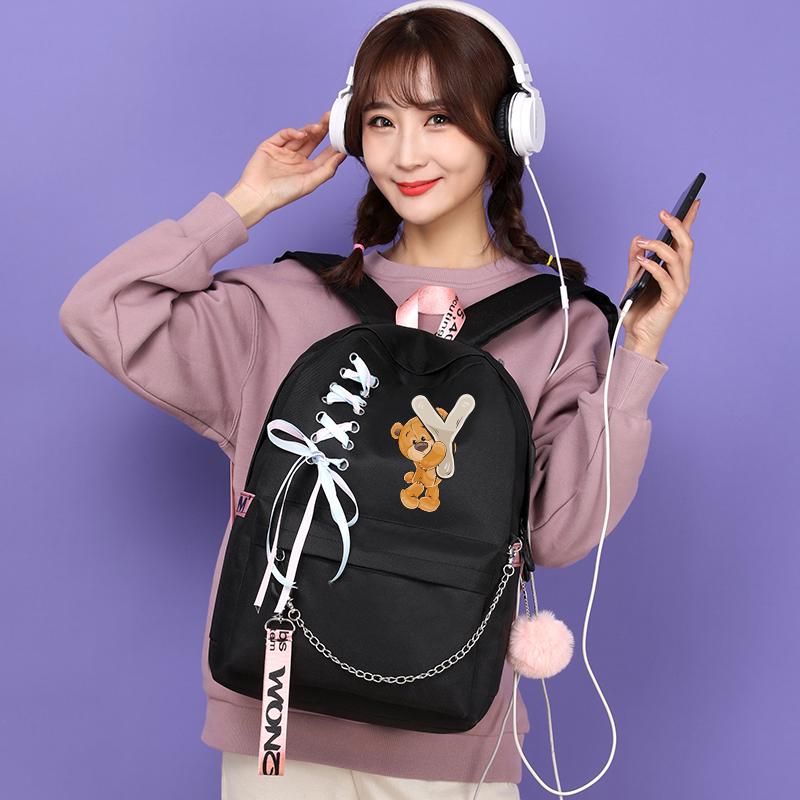 Batoh Little Bear s 26 anglickými písmeny pro děti Zpátky do školy pro chlapce Dívka Kreslená taška na knihy Kawaii Studentská školní taška