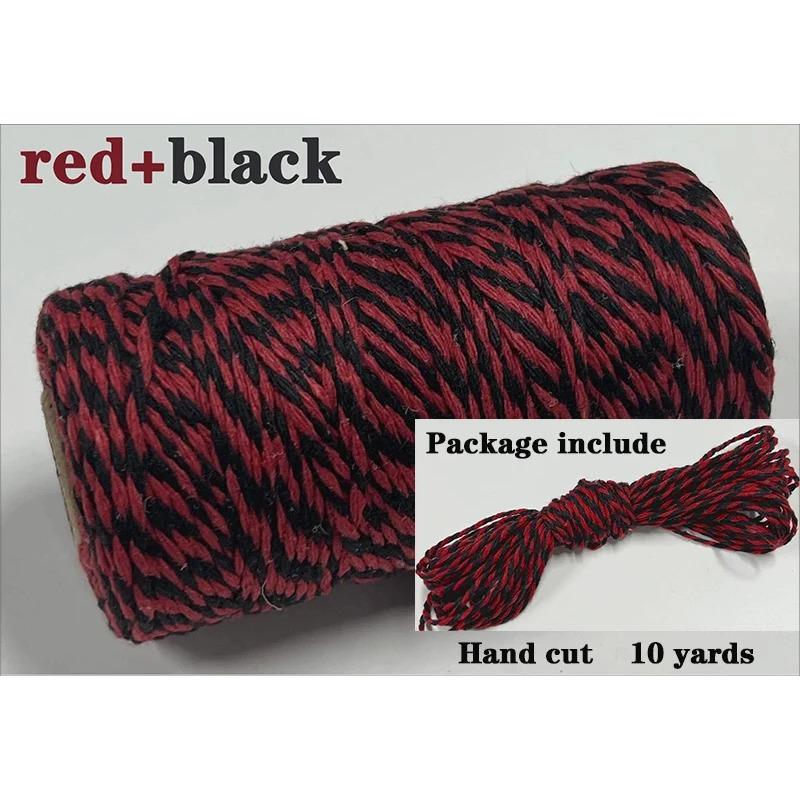 Sfoară Bumbac Bicolor 2mm 10 yarzi Sfoară Bakers Twine Fir Bumbac pentru Decor Acasă Handmade DIY Ambalare Cadou Crăciun