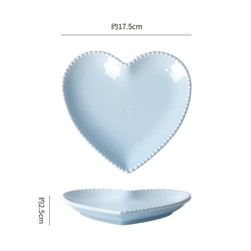 Creative Heart-Shaped Ceramic Small Plate, Household Dim Sum Plate, Catering Dessert Plate, Snack Plate, Direct Supply Can Be Customized